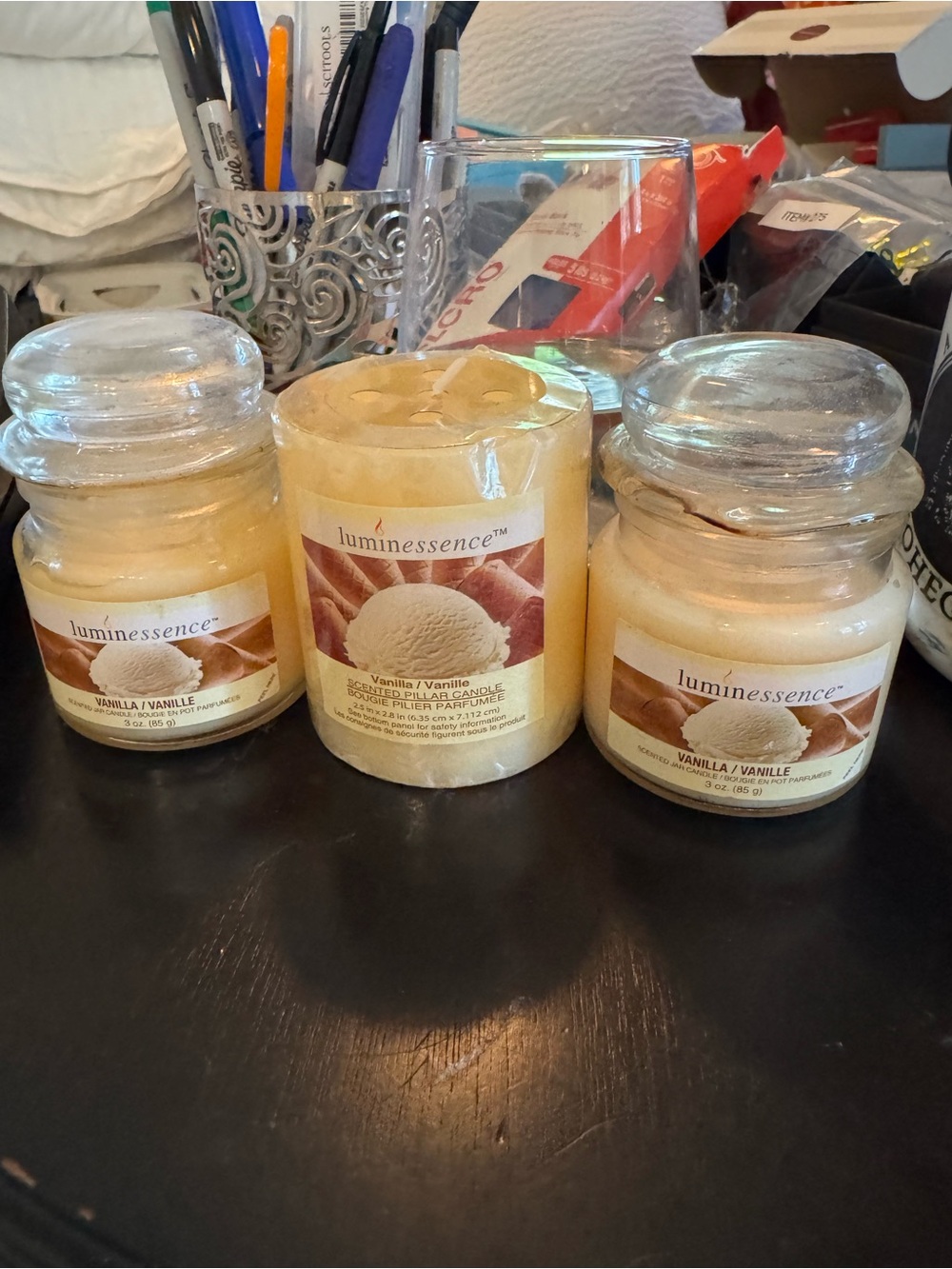 Luminessence Vanilla Scented Jar Candles - Cream (Set of 3)unlit